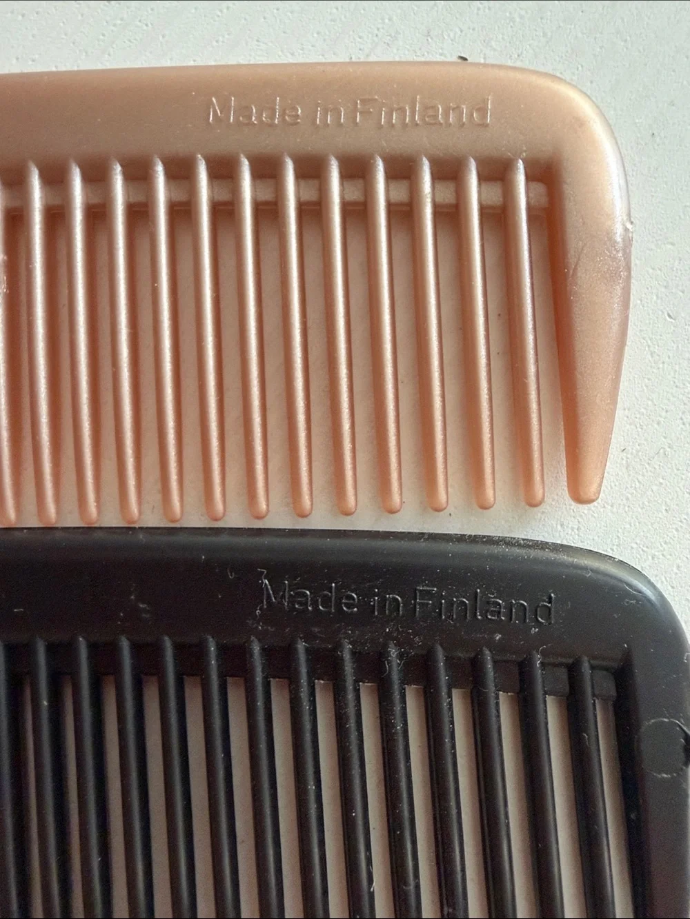Vintage Dual-Teeth Men's Hair Combs (2)- Black and Rose Gold Made in Finland